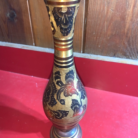 Brass Enameled 9” Vase - Picture 5 of 9